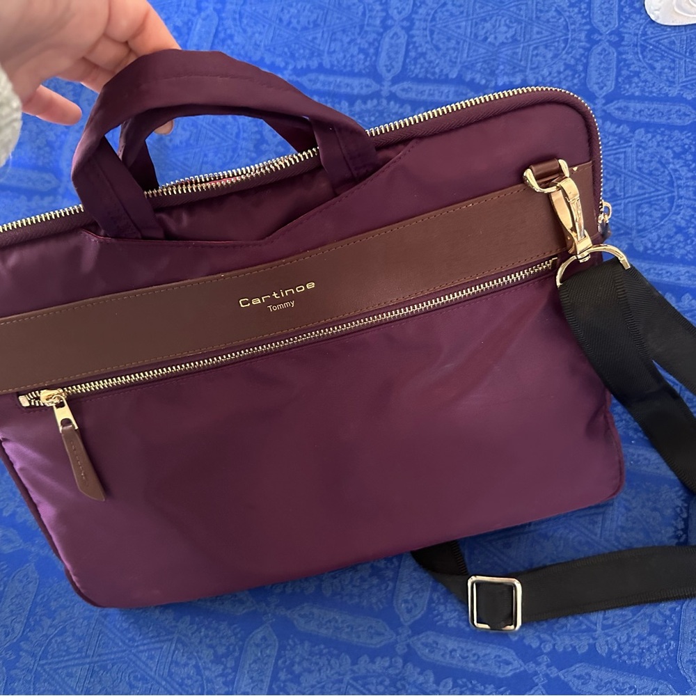 Women's Dark Purple and Brown Laptop Bag